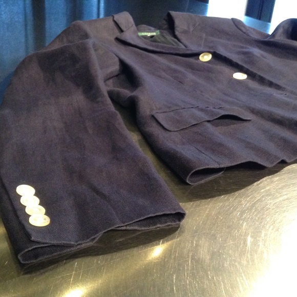 LRL Ralph Lauren 100% Linen Blazer Women’s 16 Dark Navy Blue 3 Button Lined - Picture 3 of 12